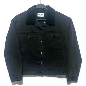 Velvet Heart Denim Jacket Women's Size Large Black With Quilted Lining